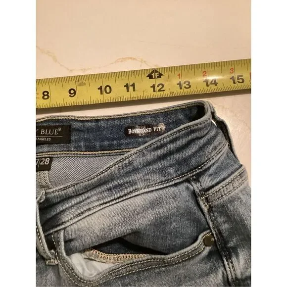 Judy Blue MidRise Boyfriend Fit Jeans Stretch Sz 7/28 Bleach Wash - Picture 6 of 9